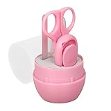 ベビー用 爪のこだわりお手入れセット4点セット 0-5歳児－爪切り 爪が低い毛抜き 鼻吸い (ピンク)