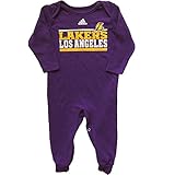 adidas（アディダス）ロサンゼルス・レイカーズ,男の子用パープルLakersロゴ入りリブ編み風足つきカバーオール(6-9months) [並行輸入品]