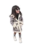 (WE●LOVE) キッズ 子供服 女の子 ベビー 秋冬 防寒 日常服 綿服コート 韓国 姫様の風 ポリエステル ウサギ ダイナソー　２タイプ選べる (100ｃｍ, ウサギ　グレー)
