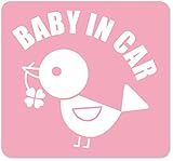 imoninn BABY in car ステッカー　【マグネットタイプ】　No.02　コトリさん　（ピンク色）