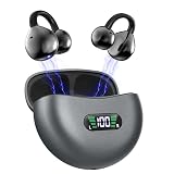 ワイヤレスイヤホンBluetoothイヤホンスポーツ型ワイヤレスイヤホンイヤホンワイヤレス充電デュアルLED電源ディスプレイ対応防水Bluetoothオープン耳栓自転車、ランニングトレーニング（黒）に適している (024)