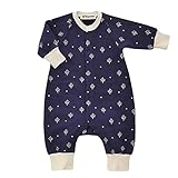 D'Kotte(ディーコッテ) ふんわり　ラブリー ベビー ロンパース 裏起毛 カバーオール お花 ＆ ツリー 柄 秋 冬 温か 素材 出産祝い (95, ネイビー×ホワイト)