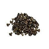 Harvestmart レザークラフト ハトメ セット はとめ パーツ 100セット (片面ハトメ 2mm 100set, アンティークゴールド)