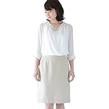 Pearls　ブラウスとタイトスカートをドッキングした♪ 授乳口つき 異素材ワンピース (off white × beige)