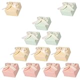 YAARUJEE バレンタイン ラッピング 箱 ギフトボックス 小 12個セット（ピンク・グリーン・イエロー・ホワイト各3個）リボン付き お菓子 プレゼント用 ラッピングボックス