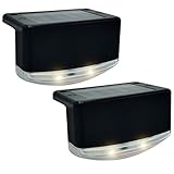 CHEEKON 160827,Set of 2 Solar Landscape LED Deck Lights,Outdoor,Garden,Rail,Fence,Black