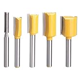 Bestgle5 ピース6.35ミリメートル(1/4") シャンクストレート & ダドナイフルータービットセットフラッシュトリミングカッター木工用ビット工具カッター
