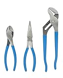 Channellock gs-4 Plier Set with舌とGroove、対角、長い鼻ペンチ、3ピース