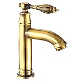bath&bath 洗面用 アンティーク調 高さ165 レトロ シングルレバー 黄銅 蛇口 立水栓 洗面 手洗いボウル クラシック (単水栓)