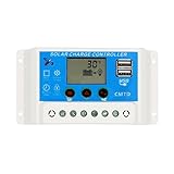 Sun YOBA LCDソーラー電圧レギュレーターソーラーパネル充電コントローラー 10A 12V/24Vオートスイッチ