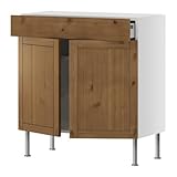 IKEA(イケア) FAKTUM ファゲルランド アンティークステイン 80x37 cm 29833572 ベースキャビネット/ 棚板/引き出し/扉2枚付、ファゲルランド アンティークステイン