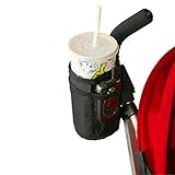 Domybest　ベビーカー　ドリンクホルダー　断熱カップ　ネット ポケット付き　バギー　自転車　乳母車　哺乳瓶　取り付けは簡単　ブラック