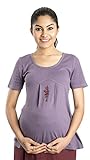 100 %有機コットンTシャツ半袖マタニティTop with Embroidery by zeme US サイズ: L カラー: パープル