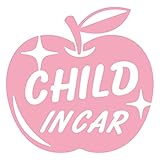 imoninn CHILD in car ステッカー　【シンプル版】　No.63　リンゴ　（ピンク色）