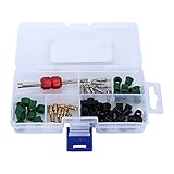 バルブコアキット 空調修復ツール A/C自動車バルブコア 71pcsエアコンディション修理キット修理ツール 10pcsバルブコア 50pcsホースガスケッ 10pcバルブ 耐摩耗　専門修理用