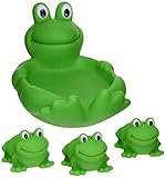 Elegant Baby Rubber Soap Dish with 3 Squirties Baby Shower or Birthday Tub Squirt Toys Gift Set - Fr