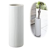 陶器傘立て かさ立て アンブレラスタンド スリム ストライプ ホワイト 07910