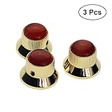 Healifty ギター ノブ コントロール ノブ ポテンショロータリー 回転ノブ　回転つまみ　ノブキャップ　黒いマーク付き 3個入り
