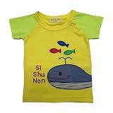 【SiShuNon/シシュノン】クジラトオサカナTシャツ ベビー服 子供服 男の子 クジラ サカナ 半袖Tシャツ 90 6 イエロー