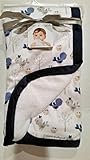 Blankets & Beyond Birdie Blanket with Navy Blue Border by Blankets and Beyond