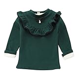 子供服 女の子 ブラウス レース 厚手 トップス 長袖 可愛い ガール ファッションズ ベビー 赤ちゃん 幼児 秋 冬 ファッション フォーマル カジュアル プレゼント (L, グリーン)