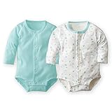 (ニッセン) nissen ベビー 綿１００％ ９分袖 前開き ボディスーツ ２枚組 サックス系 身長80cm