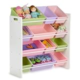 Honey-Can-Do SRT-01603 Kids Toy Organizer and Storage Bins, White/Pastel [並行輸入品]
