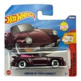 Hot Wheels Porsche 911 Turbo Cabriolet (964) ボルドー HYW37 - ライセンスポルシェモデル - 当時と今 2025 - 1:64