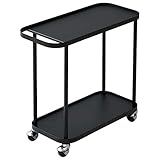 山善 サイドテーブル 幅51×奥行22×高さ50cm コンパクト 取っ手 キャスター(360度回転)付き 組立品 ブラック RBW-50(SBK)
