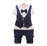 Wanghongセットアップ　ベビー　男の子　2点セット　Tシャツとズボン　半袖　ベスト　チェック柄　子供服　キッズ　赤ちゃん　フォーマル スーツ　上下セット　リボン　出産祝い　セレモニー　結婚式　七