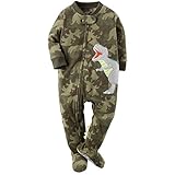 カーターズ ロンパース carter's 男の子用グリーン迷彩恐竜フリース足つきカバーオール (すべり止め付) (2t(88-93cm)) [並行輸入品]