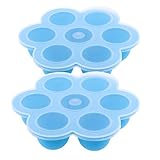 Lovoski 2個入り　冷凍庫　トレイ　ベビーフード　ストレージ　コンテナ　7穴　　健康　　全2色 - 青
