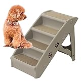 iimono117 ドッグステップ ペット用階段 4段 折りたたみ式 踏み台 滑り止め付き 犬用 階段 ペットステップ 耐荷重80kg ヘルニア高齢犬 老犬 シニア犬 介護用品 (グレー)