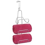 mDesign Wall Mount or Over Door Bath Towel Holder Bar - Chrome [並行輸入品]