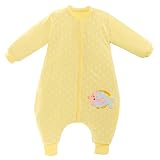ベビー用寝袋 サブ足 赤ちゃん コットンニット製 肌触りいい 冬用 新生児／子供／キッズ用 ベビー用品 ギフト (イエロー)