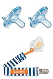 フィリップス Avent Soothie Pacifier おしゃぶり 0-3ヶ月用2個パック+ホルダー（マリンストライプ柄）セット [並行輸入品]