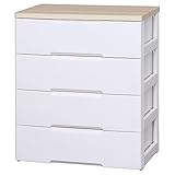 アイリスオーヤマ チェスト 木天板 4段 幅80.5×奥行51×高さ94cm ホワイト/ナチュラル HG-804R