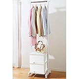 ハンガーラック スリム パイプオン 収納ケース2段 キャスター付き ホワイト