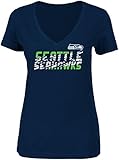 NFLシアトル・シーホークスレディースSmash Victory半袖VネックTシャツ、XL、海軍