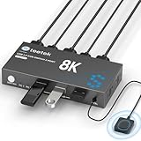【8Kスイッチャー】HDMI KVM スイッチ 2 コンピューター 1 モニター、8K@60HZ 2 で 1 3 USB3.0 ポート、EDID アダパティブ、プラグ アンド プレイとモニター スイッチします。