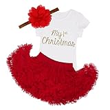 feeshowベビー女の子My First Christmas Outfitロンパースチュチュドレスwithヘアバンドセット