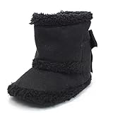 ikevanクリスマスベビー女の子男の子ソフトソール雪ブーツソフトベビーベッドシューズ幼児ブーツ滑り止めPrewalkerシューズ幼児用ブーツ暖かい冬0 – 18ヶ月 カラー: ブラック