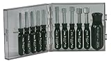 Xcelite PS121MM 11 Piece Compact Convertible Nutdriver Set with Clear Plastic Case, Black Handles by