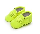 AngelaKerry 幼児の赤ちゃん 春秋タッセル PU ファーストシューズ ベビー靴 11CM(3-6月) 蛍光グリーン [並行輸入品]