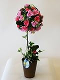 光触媒（造花） トピアリーフラワー（Ｌサイズ）ピンク　花の部分が球状で、とてもかわいいトピアリーです。贈り物・母の日・新築祝・開店祝・誕生日・記念日・卒業式・入学式・ギフト・お歳暮・お年賀に