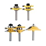 Flameer ルータービットセット　タング＆グルーブ　2個入り　パネルキャビネットドア　ルーター　3個入り　シャンク8mm　工業用品質