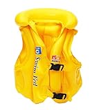 (RedFrogs) キッズ　幼児　スイミングジャケット　浮き輪　ライフジャケット風　水遊び　プール　海水浴　3色　3サイズ　ロゴ入り布ポーチ付きセット (#2-サイズS-イエロー)
