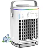 冷風機【一台4役&2021年最新版】TWONE 冷風扇 小型強力 卓上扇風機 4段階風量調節 USB給電 4段タイマー 700ml水タンク