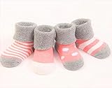 ベビー ソックス かわいい 靴下 4足 セット 女の子 男の子 (M, ピンク)