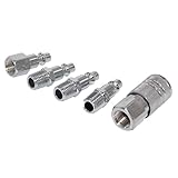 Flameer 3タイプ選べる　1/4 インチクイックカプラ　 1/4 インチメスプラグ 　1/4 インチオスプラグ　カプラーセット　エアーホース用　コネクター　金具　クイックリリース - 銀２